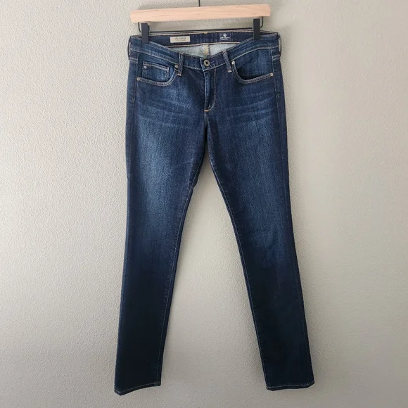 AG Adriano Goldschmeid Jeans Size 29 The Aubrey Skinny Straight Dark Wash Low - Picture 1 of 11